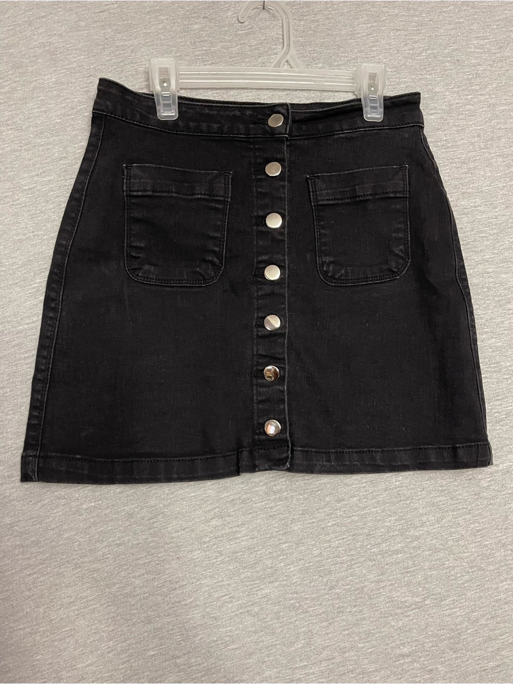 Cuidado Con El Perro Black Button-Front Denim Mini Skirt